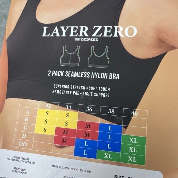 Womens Layer Zero 2-Pack Seamless Nylon Bras Small Black/Sienna d0554 - Picture 4 of 6